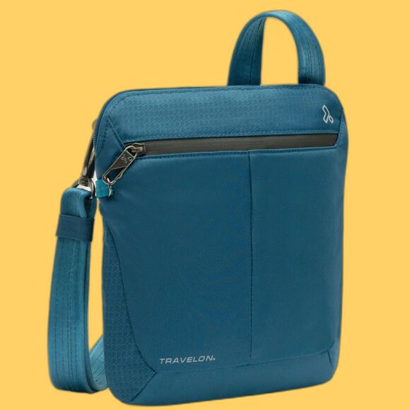 NWT Travelon Anti-Theft Active Small Crossbody Teal 5-Point Anti-Theft Vacation - Picture 1 of 9